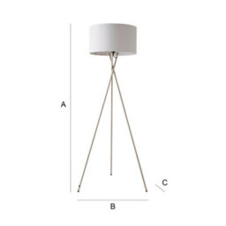 Valuelights Camden Brushed Chrome Tripod Floor Lamp With Grey Drum Shade - thumbnail 9