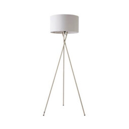 Valuelights Camden Brushed Chrome Tripod Floor Lamp With Grey Drum Shade - thumbnail 8