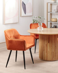 Beliani Set Of 2 Dining Chairs Jasmin Velvet Orange - thumbnail 2