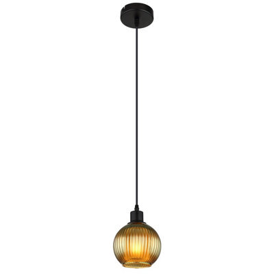 Luminosa Lighting Luminosa Zumba Dome Pendant Ceiling Light Matt Black Ball Green Glass Shade 1X E27 - image 1
