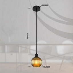 Luminosa Lighting Luminosa Zumba Dome Pendant Ceiling Light Matt Black Ball Green Glass Shade 1X E27 - thumbnail 7