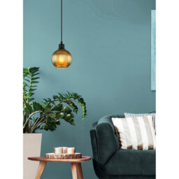 Luminosa Lighting Luminosa Zumba Dome Pendant Ceiling Light Matt Black Ball Green Glass Shade 1X E27 - thumbnail 6