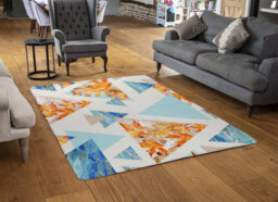Benjamin Tate Design Triangles With Maple, Oak Leaves, Marble Designer Special Soft Home Rug - thumbnail 2