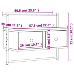 Berkfield Classic Tv Cabinet Wall-Mounted Sonoma Oak 60.5X30X51 Cm Engineered Wood - thumbnail 9