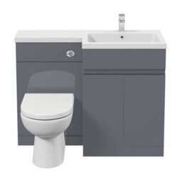Affine 1100 mm Bathroom Vanity Unit Basin Toilet Combined Furniture Right Hand Grey - thumbnail 5