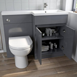 Affine 1100 mm Bathroom Vanity Unit Basin Toilet Combined Furniture Right Hand Grey - thumbnail 2