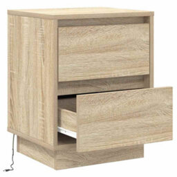Berkfield Bedside Cabinets With Led Lights 2 Pcs Sonoma Oak 39X34.5X50 Cm - thumbnail 7