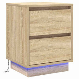 Berkfield Bedside Cabinets With Led Lights 2 Pcs Sonoma Oak 39X34.5X50 Cm - thumbnail 6
