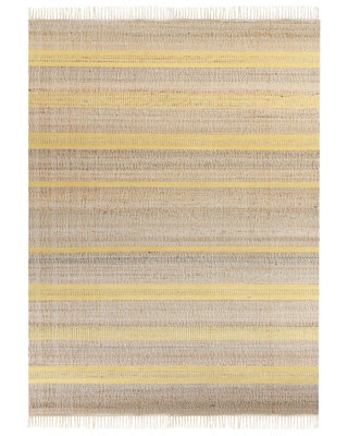 Beliani Handwoven Jute Dhurrie Rug With Tassels Beige And Yellow 160 X 230 Cm - image 1
