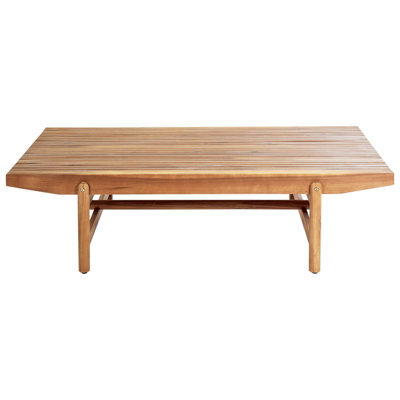 Wyld And Coco Outdoor Coffee Table Light Acacia Wood 145 X 79 Cm Rustic Rectangular - image 1