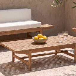 Wyld And Coco Outdoor Coffee Table Light Acacia Wood 145 X 79 Cm Rustic Rectangular - thumbnail 2