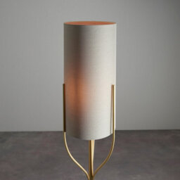 Luminosa Lighting Luminosa Fraser Base & Shade Floor Lamp Satin Brass Plate, Natural Linen Mix Fabric - thumbnail 4