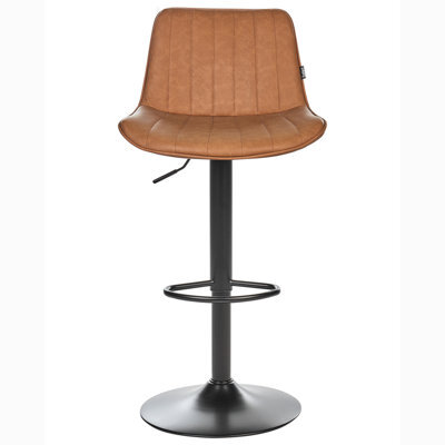 Wyld And Coco Luxehome Brown Faux Leather Bar Stool Set Of 2 - Height Adjustable Swivel With Footrest - image 1