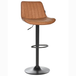 Wyld And Coco Luxehome Brown Faux Leather Bar Stool Set Of 2 - Height Adjustable Swivel With Footrest - thumbnail 7