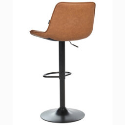 Wyld And Coco Luxehome Brown Faux Leather Bar Stool Set Of 2 - Height Adjustable Swivel With Footrest - thumbnail 4