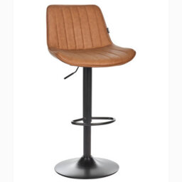 Wyld And Coco Luxehome Brown Faux Leather Bar Stool Set Of 2 - Height Adjustable Swivel With Footrest - thumbnail 6