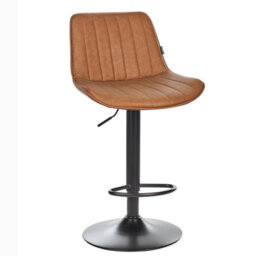 Wyld And Coco Luxehome Brown Faux Leather Bar Stool Set Of 2 - Height Adjustable Swivel With Footrest - thumbnail 5