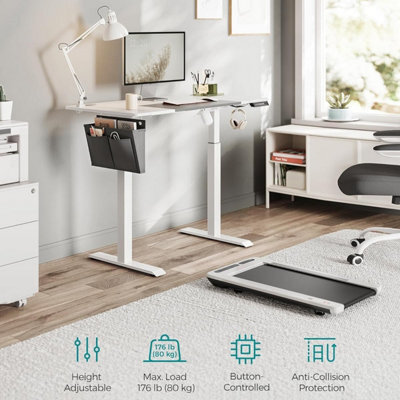 Songmics Electric Standing Desk, Height Adjustable Desk, Spliced Tabletop, 4 Memorable Heights, Classic White And Dove Grey - image 1