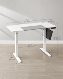 Songmics Electric Standing Desk, Height Adjustable Desk, Spliced Tabletop, 4 Memorable Heights, Classic White And Dove Grey - thumbnail 2