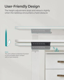 Songmics Electric Standing Desk, Height Adjustable Desk, Spliced Tabletop, 4 Memorable Heights, Classic White And Dove Grey - thumbnail 5