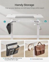 Songmics Electric Standing Desk, Height Adjustable Desk, Spliced Tabletop, 4 Memorable Heights, Classic White And Dove Grey - thumbnail 4
