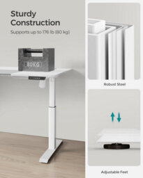 Songmics Electric Standing Desk, Height Adjustable Desk, Spliced Tabletop, 4 Memorable Heights, Classic White And Dove Grey - thumbnail 7