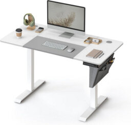 Songmics Electric Standing Desk, Height Adjustable Desk, Spliced Tabletop, 4 Memorable Heights, Classic White And Dove Grey - thumbnail 8