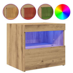 Berkfield Bedside Cabinets With Led Lights 2 Pcs Artisan Oak 50X40X45 Cm - thumbnail 4