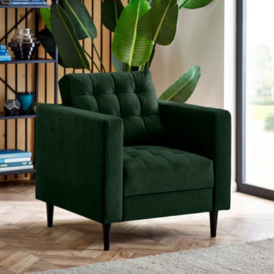 Furniturebox Uk Jenna Emerald Green Velvet Armchair - image 1