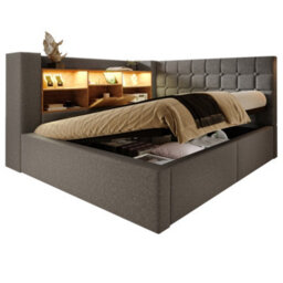 Btm 4Ft6 Double Upholstered Daybed 135  X 190 Cm, Hydraulic Storage Sofa Bed With Usb And Type C Charging, Linen, Grey - thumbnail 7