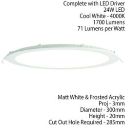 Ultra Slim Round Flush Ceiling Light 24W Cool White Led 4000K Corridor Lamp - thumbnail 2