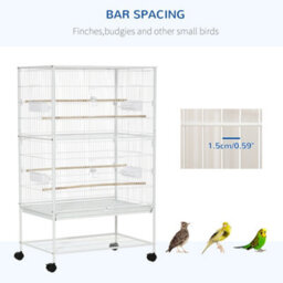 Pawhut Large Bird Cage Budgie Cage For Finch Canaries Parrot With Stand White - thumbnail 6