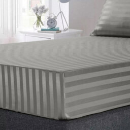 Ameha Stripe Fitted Sheet 40 Cm Deep Pocket- Hypoallergenic Easy Care Silver Bed Sheets Uk Super King Bedsheet(180X200Cm) - thumbnail 7