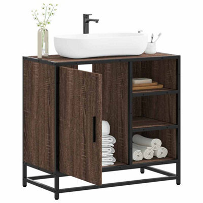 Berkfield Bathroom Sink Cabinet Brown Oak 65X33X60 Cm Engineered Wood - image 1
