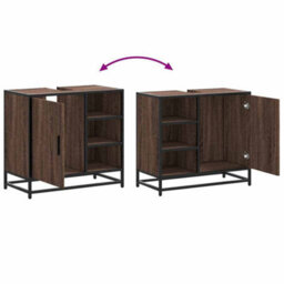 Berkfield Bathroom Sink Cabinet Brown Oak 65X33X60 Cm Engineered Wood - thumbnail 9
