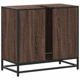 Berkfield Bathroom Sink Cabinet Brown Oak 65X33X60 Cm Engineered Wood - thumbnail 8