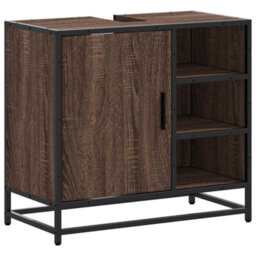 Berkfield Bathroom Sink Cabinet Brown Oak 65X33X60 Cm Engineered Wood - thumbnail 2