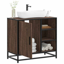 Berkfield Bathroom Sink Cabinet Brown Oak 65X33X60 Cm Engineered Wood - thumbnail 1