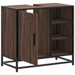 Berkfield Bathroom Sink Cabinet Brown Oak 65X33X60 Cm Engineered Wood - thumbnail 6