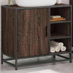 Berkfield Bathroom Sink Cabinet Brown Oak 65X33X60 Cm Engineered Wood - thumbnail 4