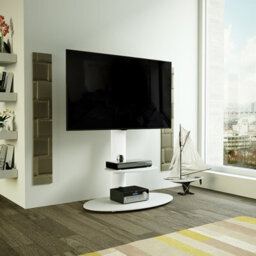 "Avf Lugano 80Cm Oval Pedestal Tv Stand, For Tvs 32-65"" - Satin White" - thumbnail 9