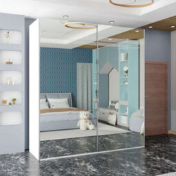 Sliding Wardrobes 4 u LTD Sliding Wardrobes 4U Lowry Full Mirror Sliding 2&3 Door Wardrobe In 3 Color And Sizes - White W150Cm, H217Cm - thumbnail 1