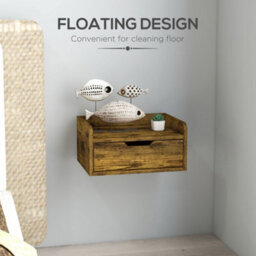 Wyld Haus Mita Tova Rustic Brown Set Of 2 Wall-Mounted Floating Bedside Tables With Drawer Storage - thumbnail 5