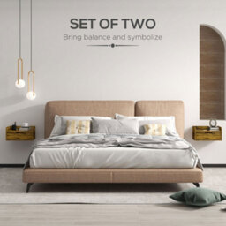 Wyld Haus Mita Tova Rustic Brown Set Of 2 Wall-Mounted Floating Bedside Tables With Drawer Storage - thumbnail 4