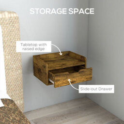 Wyld Haus Mita Tova Rustic Brown Set Of 2 Wall-Mounted Floating Bedside Tables With Drawer Storage - thumbnail 6