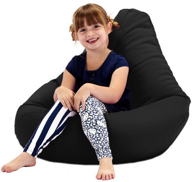 Beautiful Beanbags Kids Highback Beanbag Indoor Or Outdoor Bean Bag For Children Ready Filled - Black - image 1