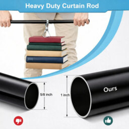 Shopnbits Black Extendable Curtain Pole Set 120 To 210Cm 28mm Diameter Metal Rod Ball Finials Rings Brackets - thumbnail 4