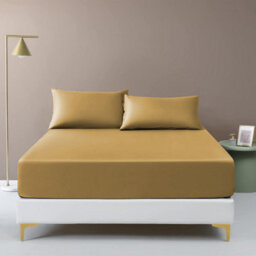 Ameha Ochre Fitted Sheet 40Cm Extra Deep Pocket Bed Sheets Single 91X190Cm, Breathable & Anti Allergic Bedding Sheet - thumbnail 2