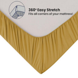Ameha Ochre Fitted Sheet 40Cm Extra Deep Pocket Bed Sheets Single 91X190Cm, Breathable & Anti Allergic Bedding Sheet - thumbnail 5