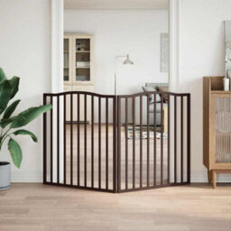 Walplus Brown Oak Dog Gate Foldable 2 Panels 160 Cm Poplar Wood - thumbnail 3